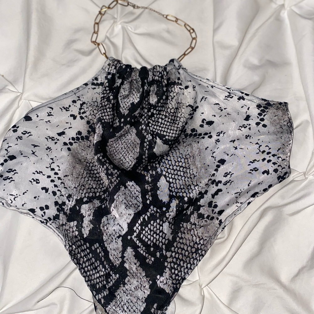 Black and white halter top